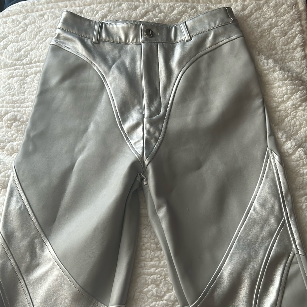 silver leather pants